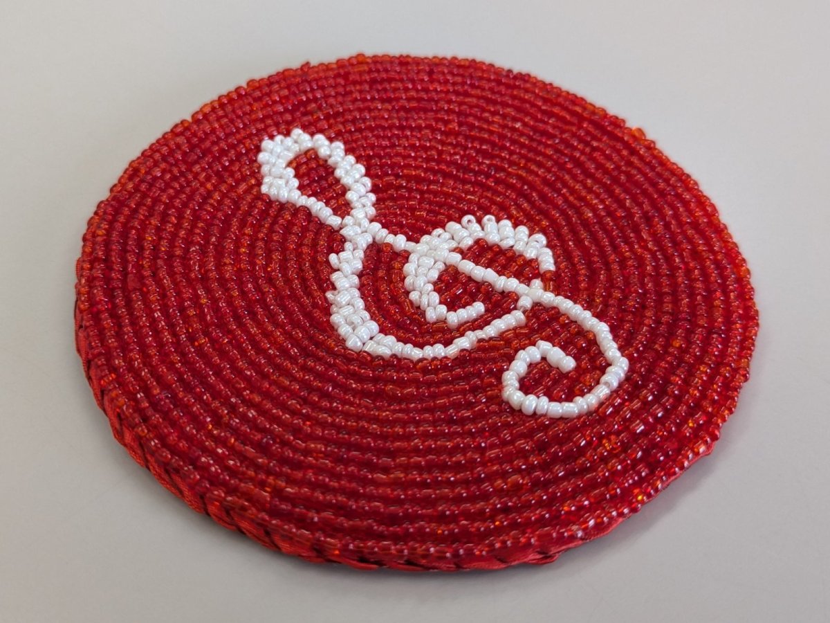 画像3: 手作りビーズコースター/レッド＆ホワイト（数量限定） (3)